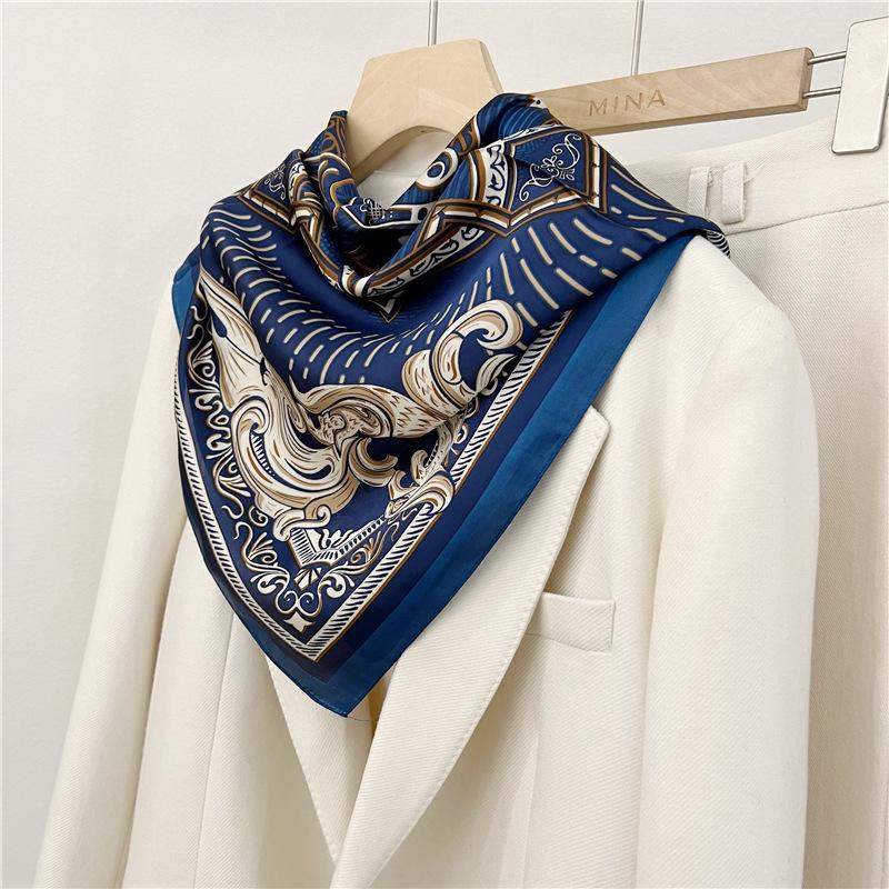 Three-dimensional Letter Printing New Small Square Scarf Accessories Silk Scarf Career Dress Neckerchief Versatile Silk Scarf