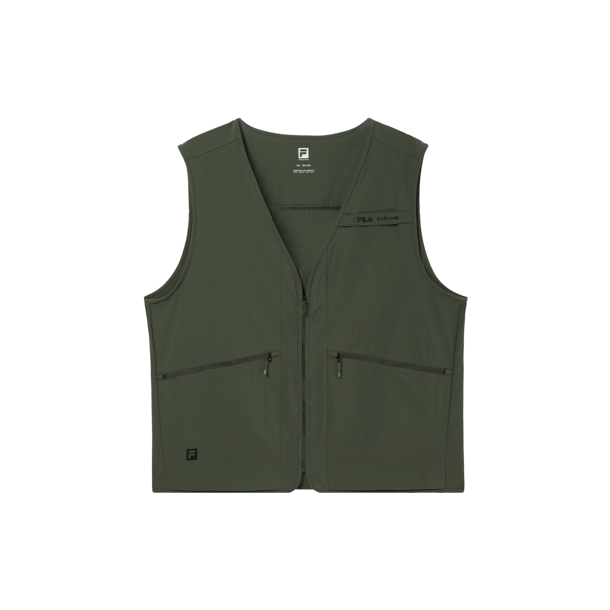 

FILA Однотонный тканый жилет с V-образным вырезом, мужские жилеты, зеленый цвет A11M327705F-DG XL