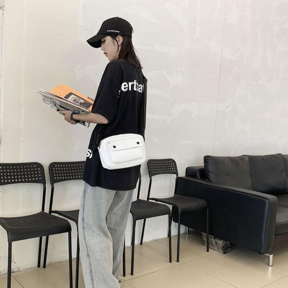 Large Capacity Square Message Bag Causal Sports Shoulder Bag Fashion PU Crossbody Bag  Unisex