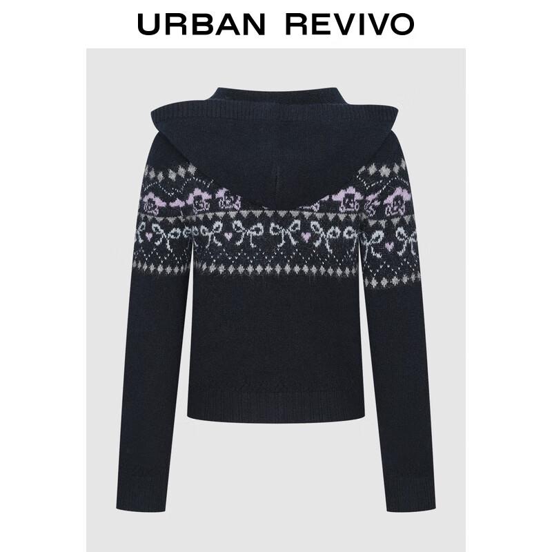 UR 2025 Winter Women s Jacquard Hooded Knit Cardigan S