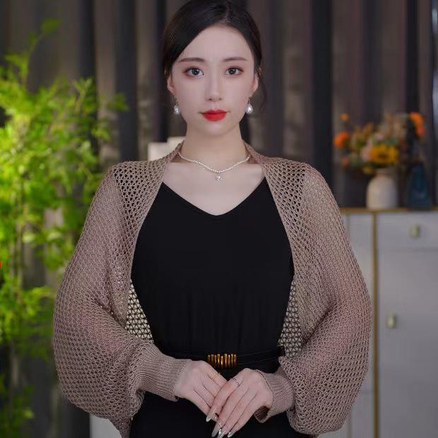 Ice Silk Shawl: Air-conditioned Sleeved Cardigan, Slimming Knit Outerwear, Trendy Short Dress