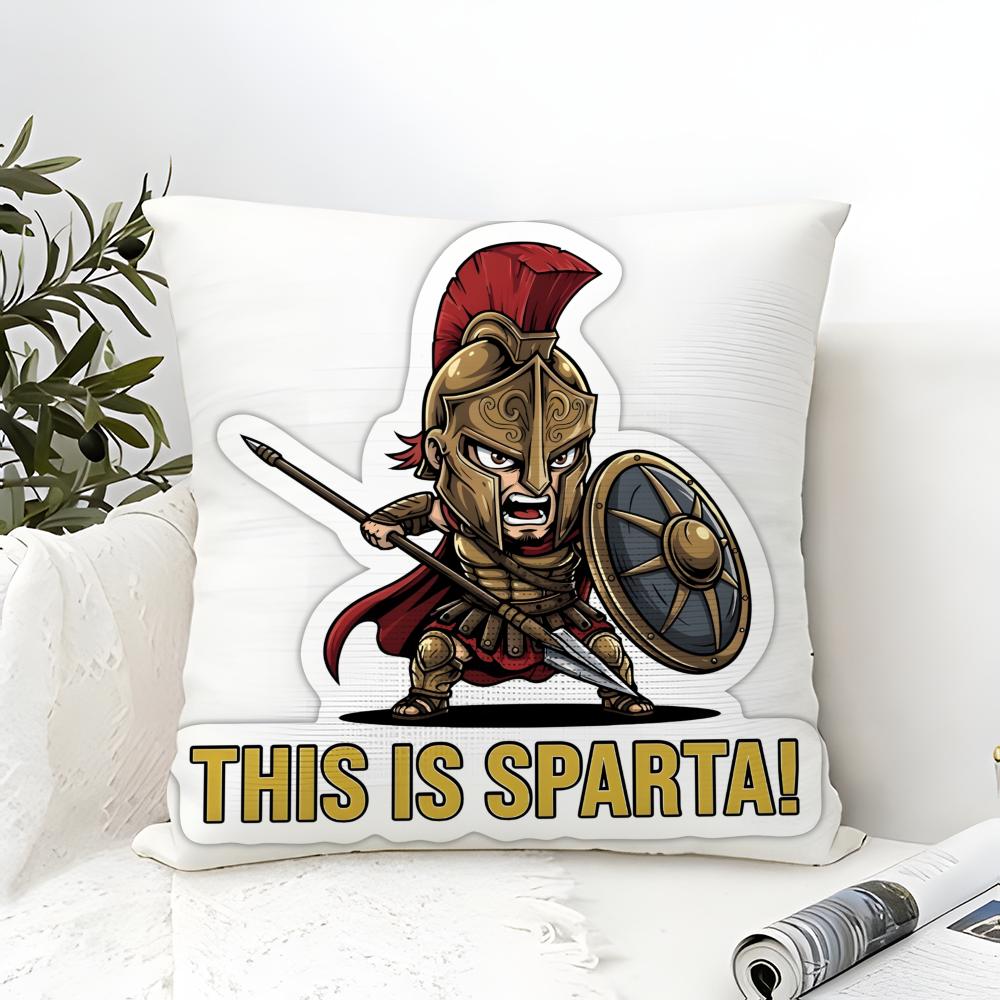 Cute Cartoon Warriors Brave Spartans 2 Pillow Case Linen Pillow Case Sofa Home Decor Cushion Cover Cushion Cove