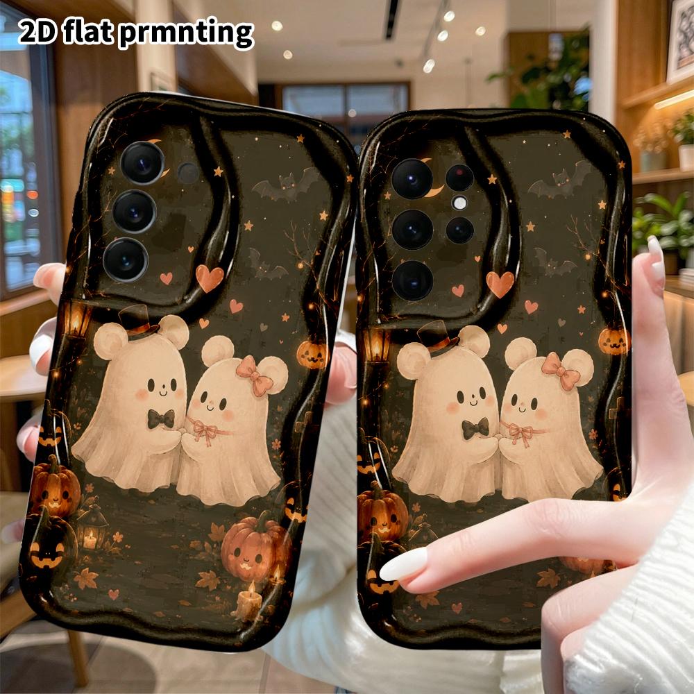 Phone Case: 2D Flat Samsung Galaxy A34 A35 M05 M06 S20 S22 S21 FE Plus 5G Protective Case, Ghost Teddy Bear, Christmas and Halloween Gifts