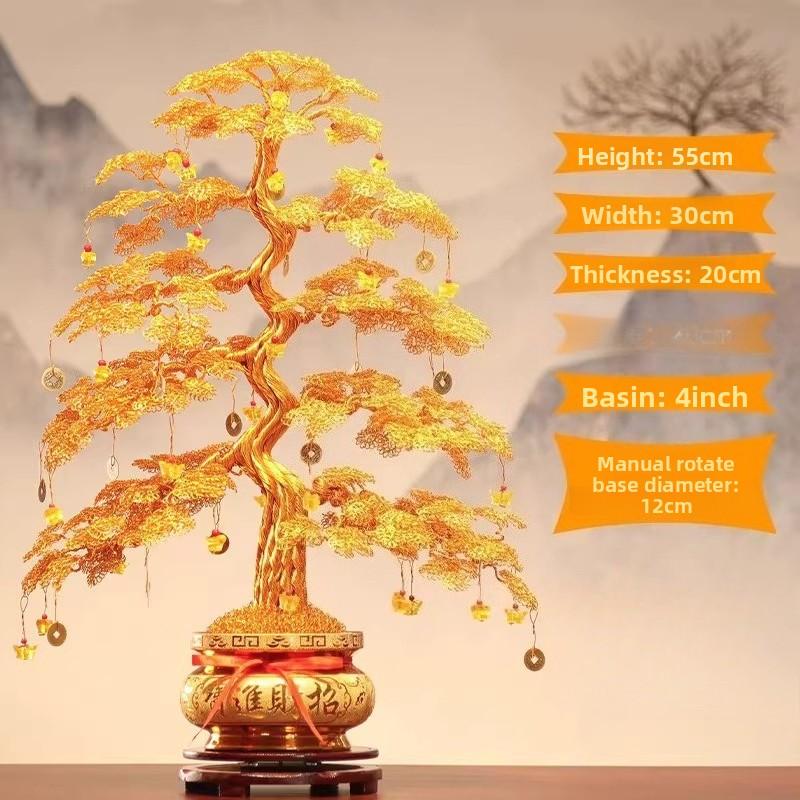 

BEPAN Braided Money Tree Handicraft Feng Shui Lucky Tree Home Decor Ornament Ideal for Housewarming Gift Decoration as shown