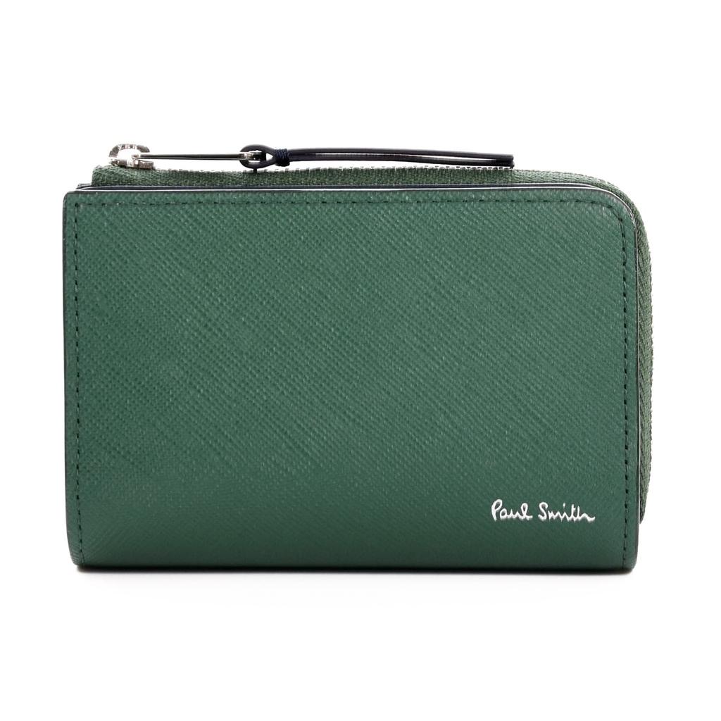 Paul Smith Bright Stripe Puller Leather Key Coin and Care Cloth Set No Wallet, Case, Case, (P641/BPS641, Green, Engraving)