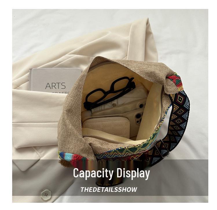 2025 Fashion Ethnic Tassel Canvas Shoulder Crossbody Tote - Large Capacity
