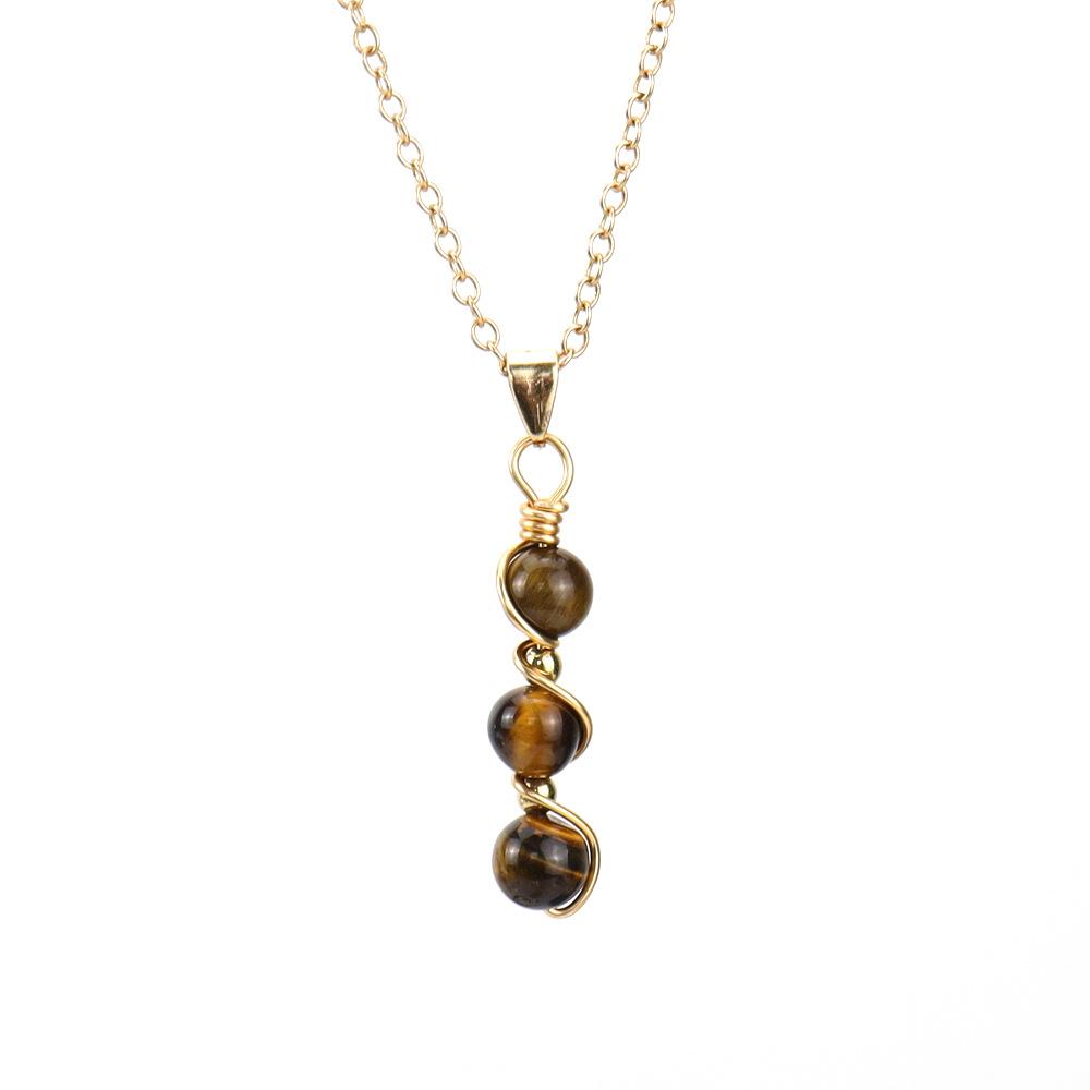 Hand-Wound Crystal Bead Agate Amethyst Pendant Necklace N709