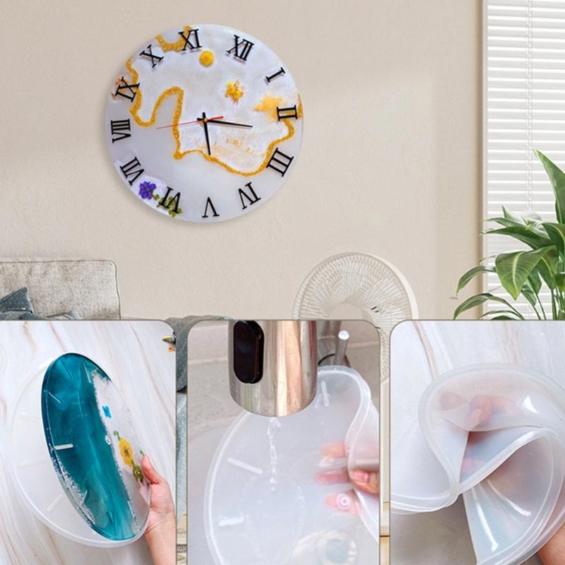 Clock Silicone Mold Clock Alarm Resin Mold Round Timer-Epoxy Casting Mold for DIY Resin Crafts Home Wall Decorations