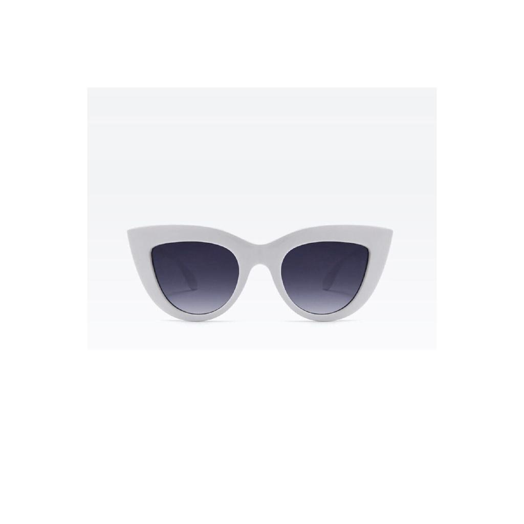 Ochelari de soare de damă cu design ochi de pisică cu cadru gros alb