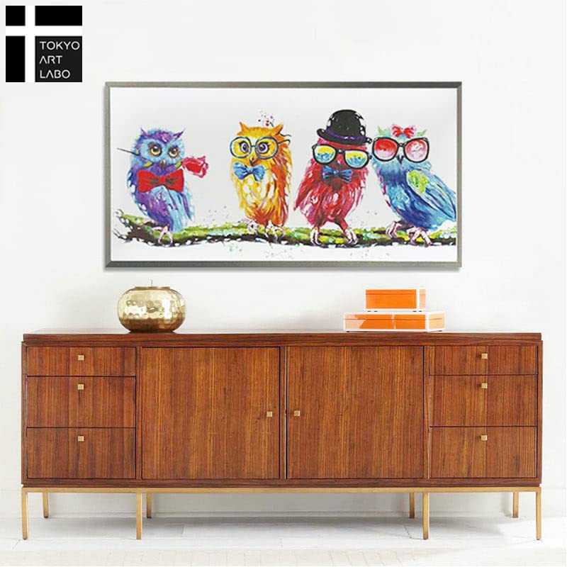 Cute Owl Wall 49cm X Feng Oil Art Year of the Rooster Art, 95cm, Framed, Stylish, Landscape, Shui, Painting, Panel, Owl,