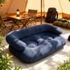 Huaqianguhh Inflatable Flocked Sofa for Adults, Heavy Duty Blow-up Lounge Chair, Single Double Air Couch Indoor Outdoor Living Room