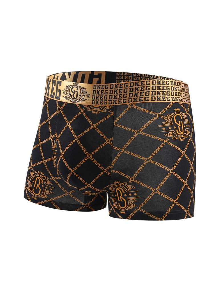 Luxurious Black & Gold Men's 3D Pouch Boxer Briefs - Antibacterial Pure Cotton