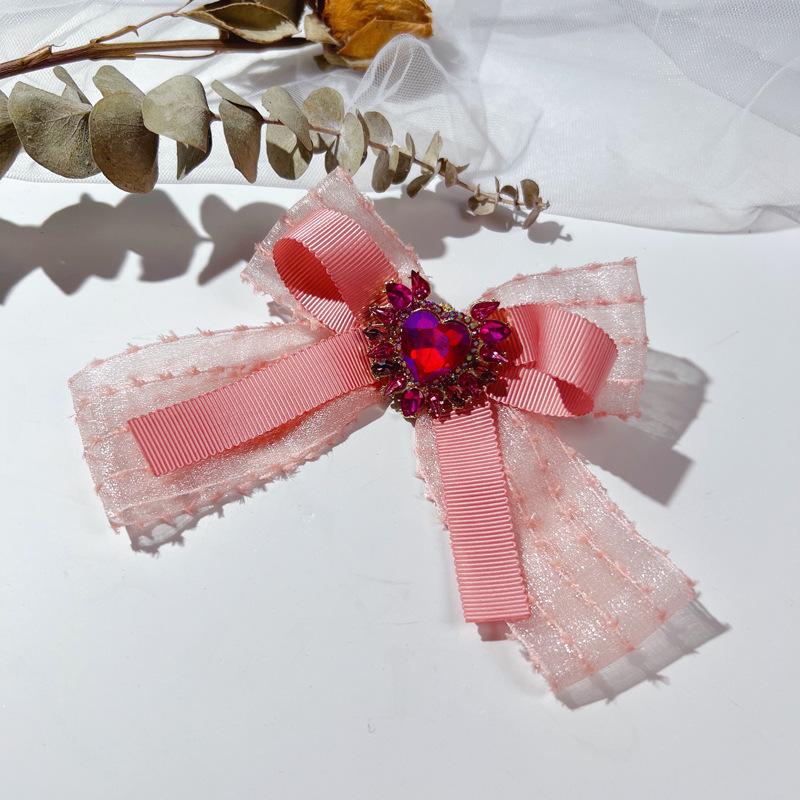 Fashion Fabric Ribbon Bow Brooches For Women Handmade Bowknot Crystal Shirt Collar Pins Luxulry Wedding Jewelry Gifts