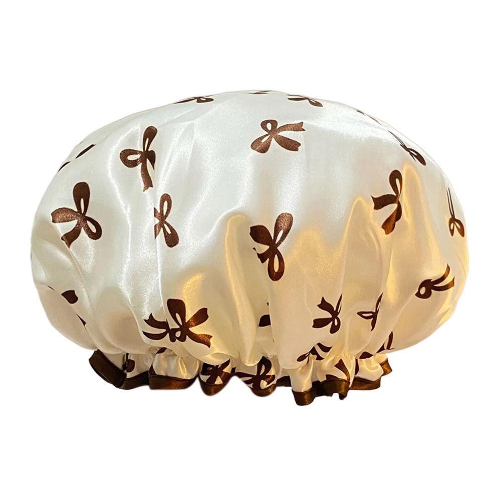 Elastic Shower Cap Double Layered Shower Hair Cover Universal Bath Hat