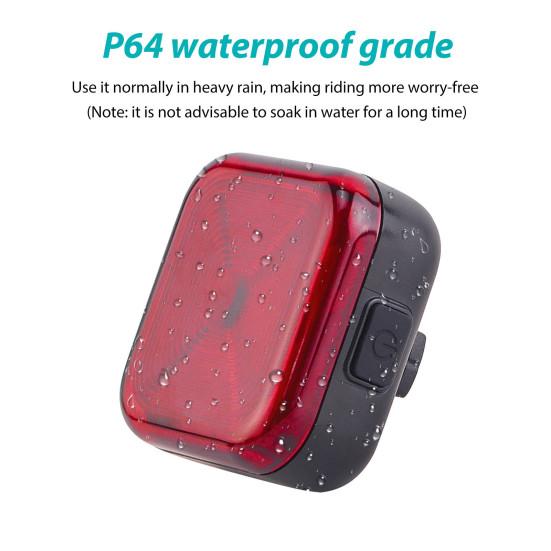 Bicycle Tail Light with Brake Sensor Waterproof USB Rechargeable MTB Road Mountain Bike Seatpost Saddle Mount Night Riding Warning Rear Lamp