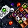 Dark Skeleton Pumpkin Ball Set 6cm - Halloween Painted Electroplated Ornaments for Party Tree Hanging Porch Decor