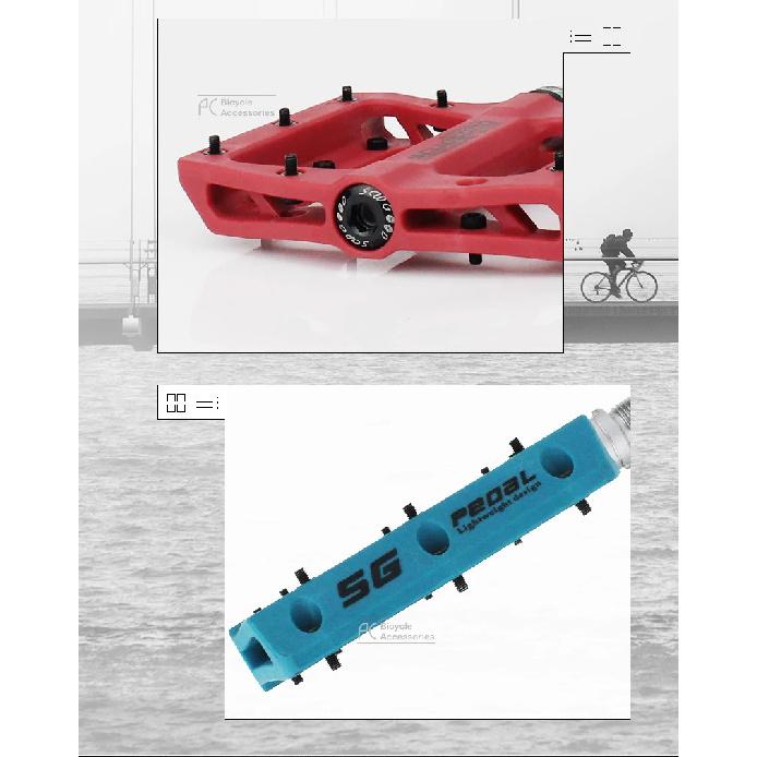 SCUDGOOD Bisiklet Pedalları Naylon Fiber Ultra Hafif Dağ Bisikleti Pedalı 4 Renk Büyük Ayak Yol Bisikleti Rulmanlı Pedallar Bisiklet Parçaları