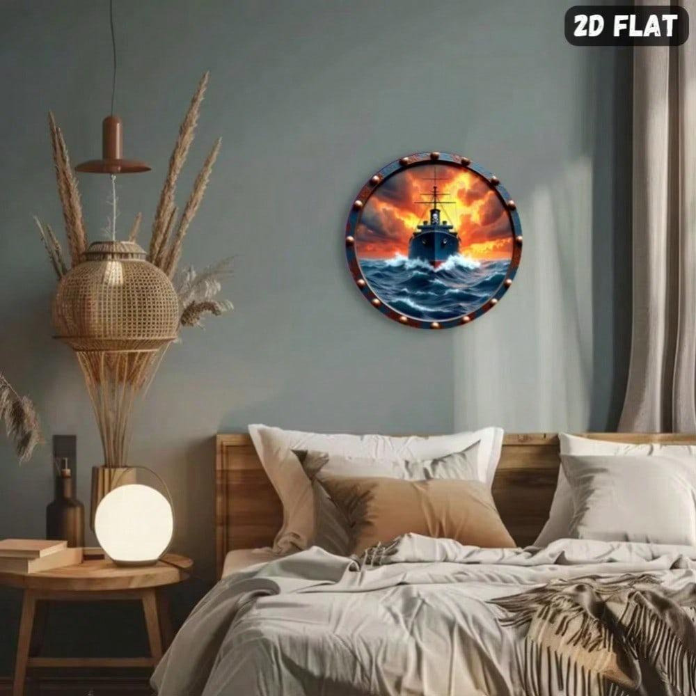 2D Metal Ocean Ship Wall Art Waterproof Coastal Decor For Home Kitchen Garden Office