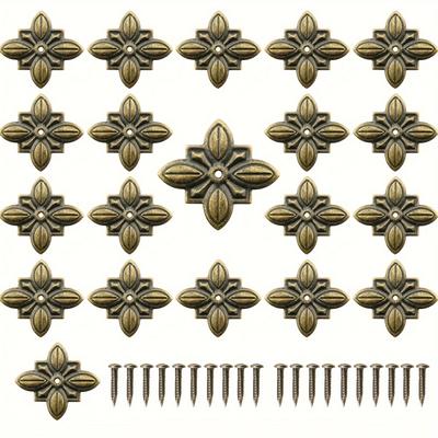 20pcs Elegant Antique Bronze Decorative Nails - Cross Shape Design for Furniture, Jewelry Gift Boxes, Door & Sofa Accent - Premium Durable Snaps