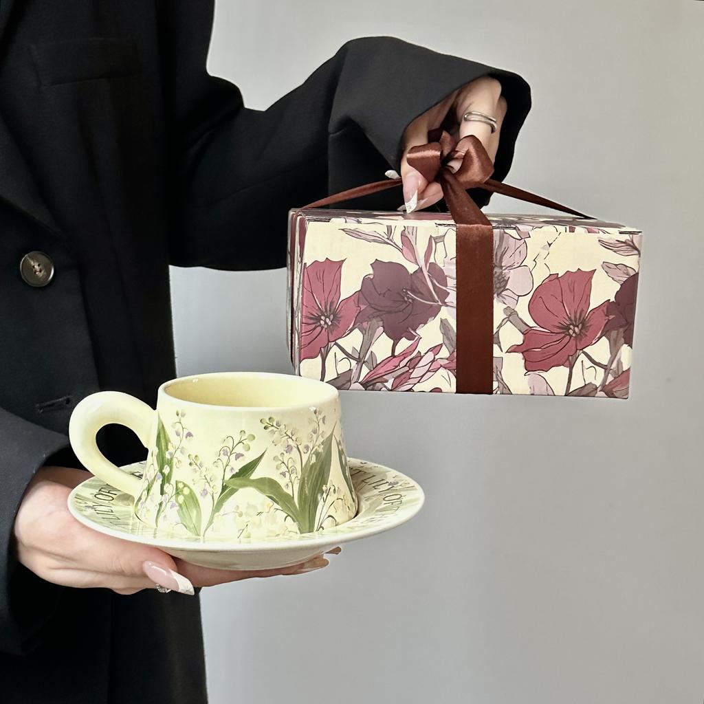 Original Design Coffee Mug Set Hand Painted Oil Painting Cup Gift for Women Birthday Present Souvenir