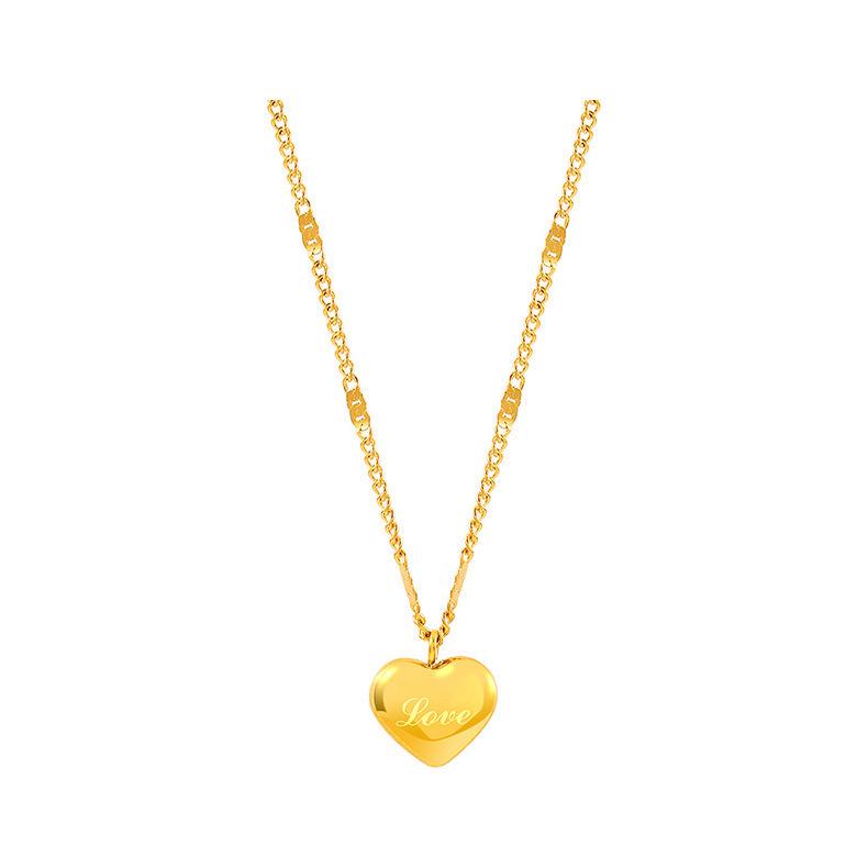 New Women's Simple Love Heart Clavicle Necklace - Metal Peach Heart, Fashionable Hot Style