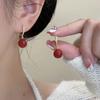 Exquisite Red Pearl Earrings, 925 Silver Needle, Micro-Inlaid, Versatile French Ear Jewelry