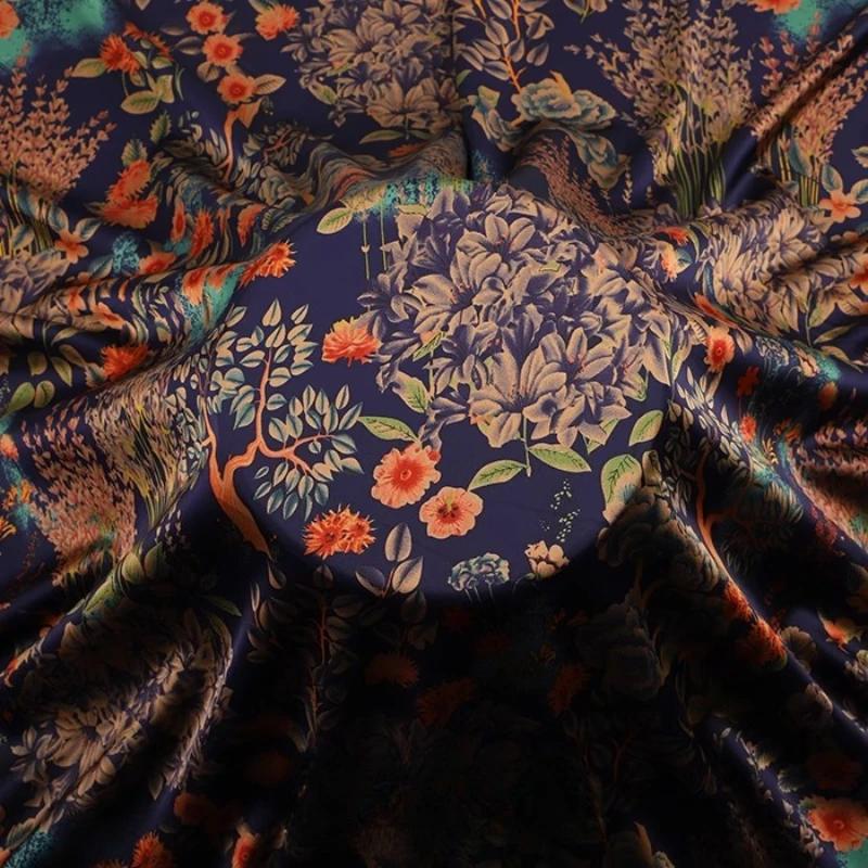 

Ткань высокого класса из искусственного шелка в китайском стиле, мягкий хлопок, шелк, принтованная ткань, для самостоятельного пошива платья ципао, одежды ханьфу 100x150cm