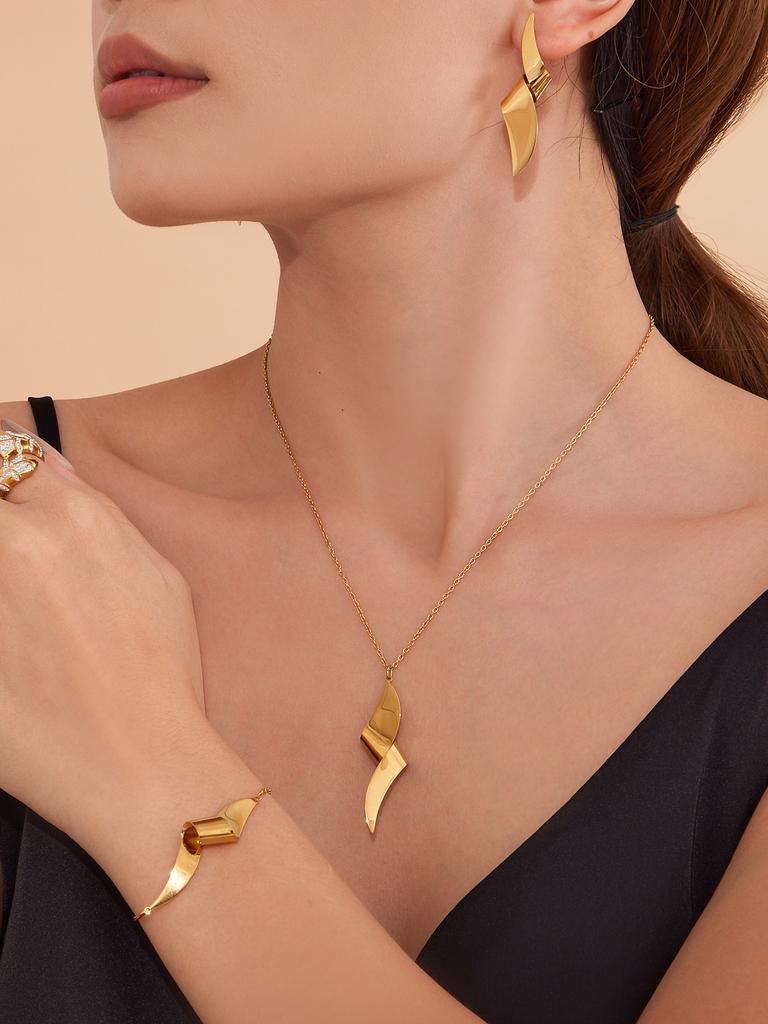 Tiny Chain Necklace Bracelet Matching Earring In Stainless Steel With Aesthetic Pendant Necklaces Bracelets Earrings For Women