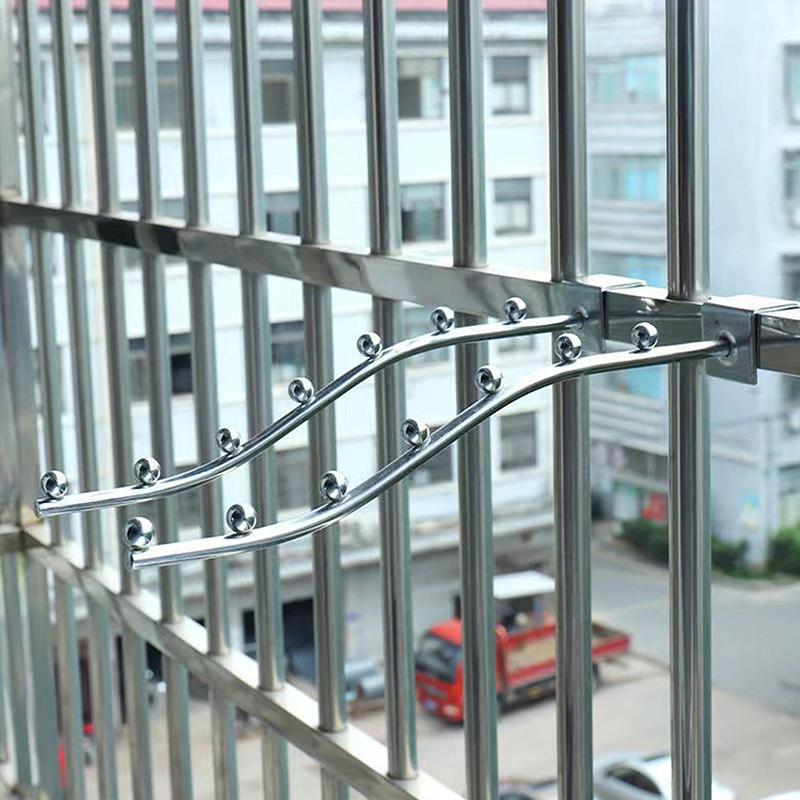 Supermarket Clothing Store Stainless Steel Card Square Tube Hook Dormitory Home Balcony Clothes Hook Beaded Shelf Hook