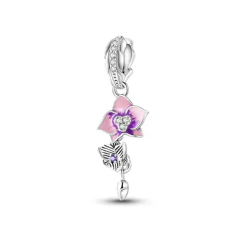 Fit Original Charms Bracelet 925 Silver Plated Pendant Pink Series Heart Flower Spring Butterfly Bead Women DIY Jewelry Making