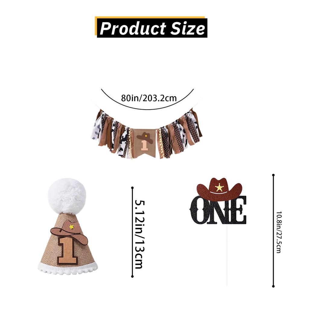 Cowboy 1st Birthday Decorations  1st Birthday Party Hat First Birthday High Chair Banner 1st Birthday Cake Topper 1st Birthday D