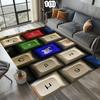Area Rug Non-Slip 2D Keyboard Keycap Pattern Carpet Colorful Gaming Decor for Bedroom Game Room Office Washable Soft Floormat