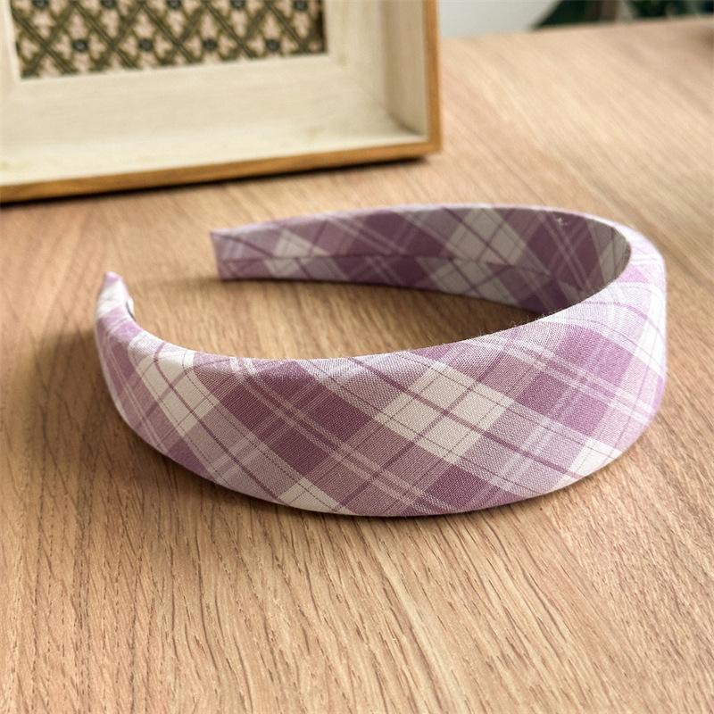 Preppy Style Tartan Plaid Headband Multi Color Checked Hair Hoop Classic Student Hairband For Back To School Season