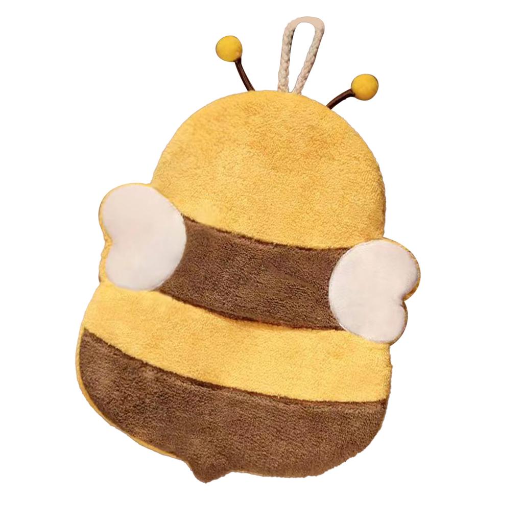 Hand Towel Thickened Cute Cartoon Animal Pattern Absorbent Hanging Kitchen Towel for Kids Home Bee Pattern