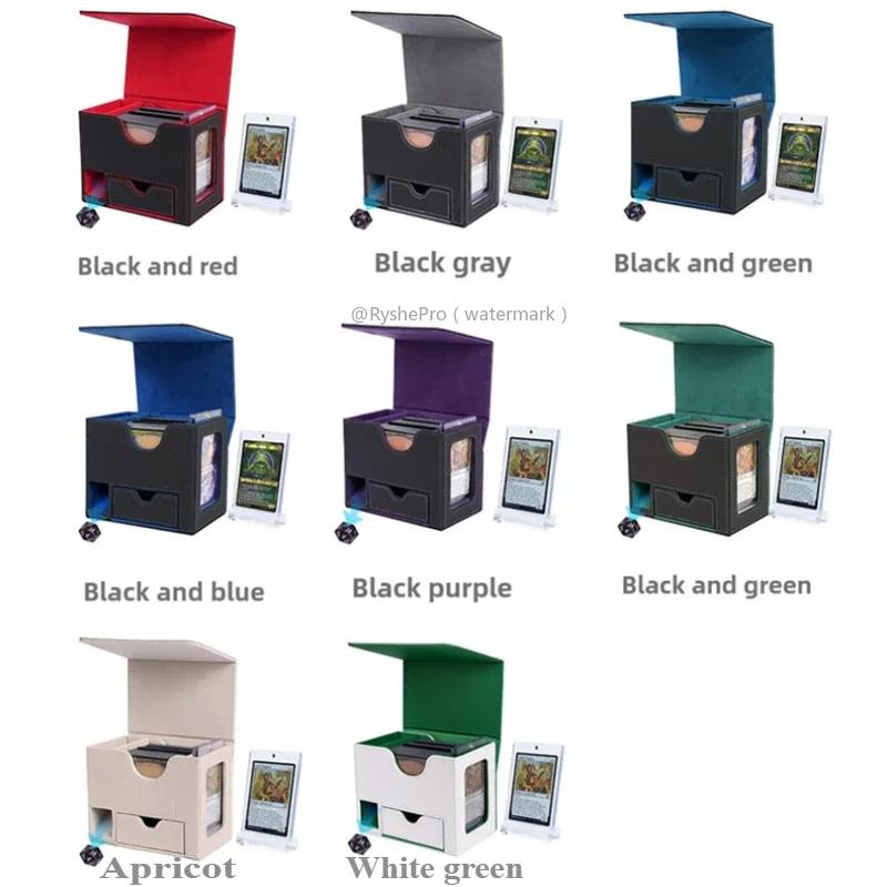 Card Deck Box with Dice Tray for MTG Cards120+ Card Storage Box Fits for TCG CCG PU Leather Strong Magnet Collectible Card Case
