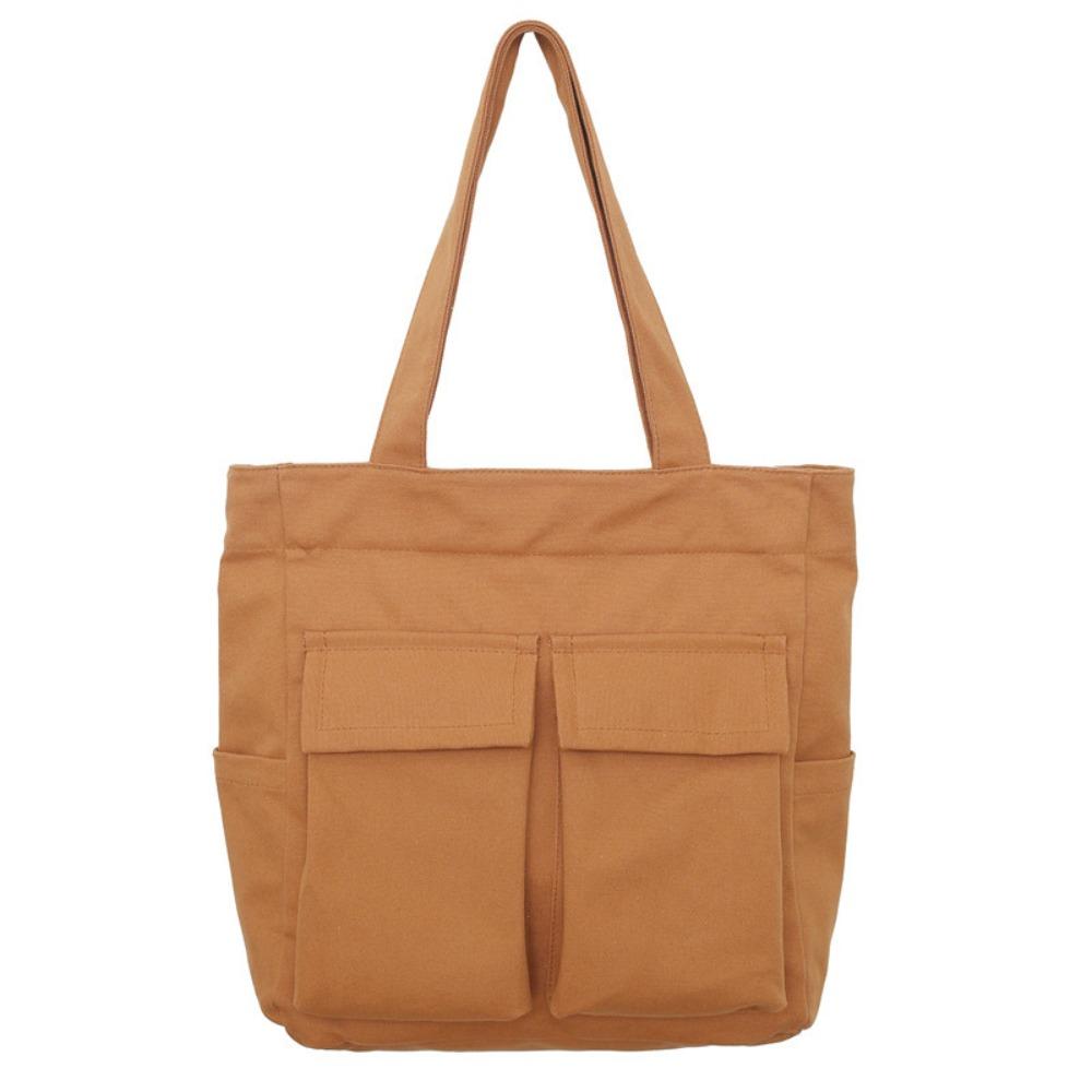 

Canvas Tote Bags Multi-pocket Messenger Bags Trendy Single Shoulder Bag Handbag коричневий