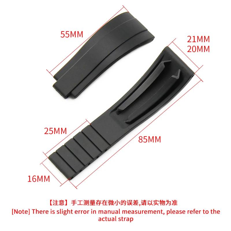 Nature Soft Silicone Rubber Men 20mm Watchband For Rolex Watch Strap Daytona Submariner GMT OYSTERFLEX Bracelet Folding Buckle