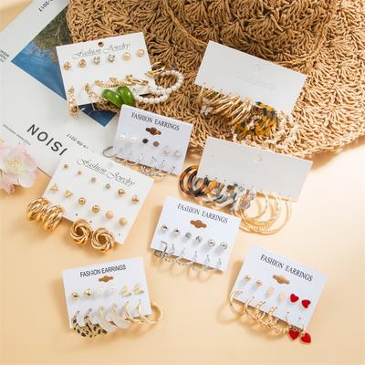 Vintage Gold Hoop Earrings Set for Women Circle Hoop Earring Stud Earrings Fashion Jewelry Gifts