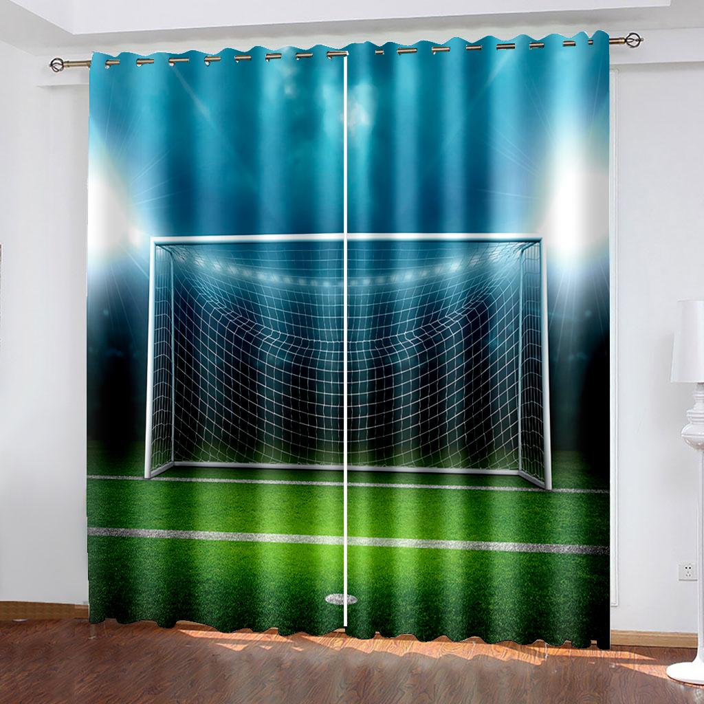 Modern Graffiti Art Basketball Football Theme Rod Pocket Window Curtain for Bedroom Living Room