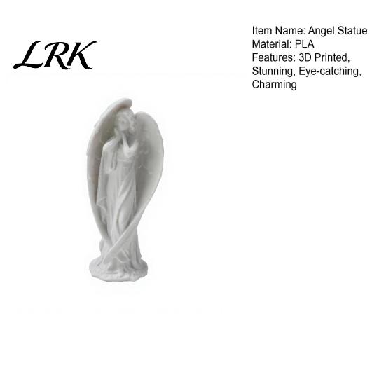 Integrated Printing Angel Art Statue, 3D Printed Winged Figurine, Guardian Home Office Decor Tabletop Sculpture for Desk Shelf Matte White