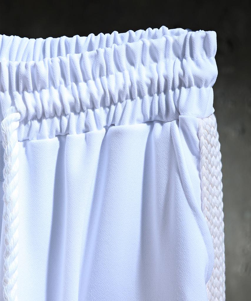Kileutimuka Embroidered Ivory Rope Wide Pants White