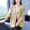 2024 Autumn/Winter V-Neck Mink Velvet Printed Loose Casual Single-breasted Coat