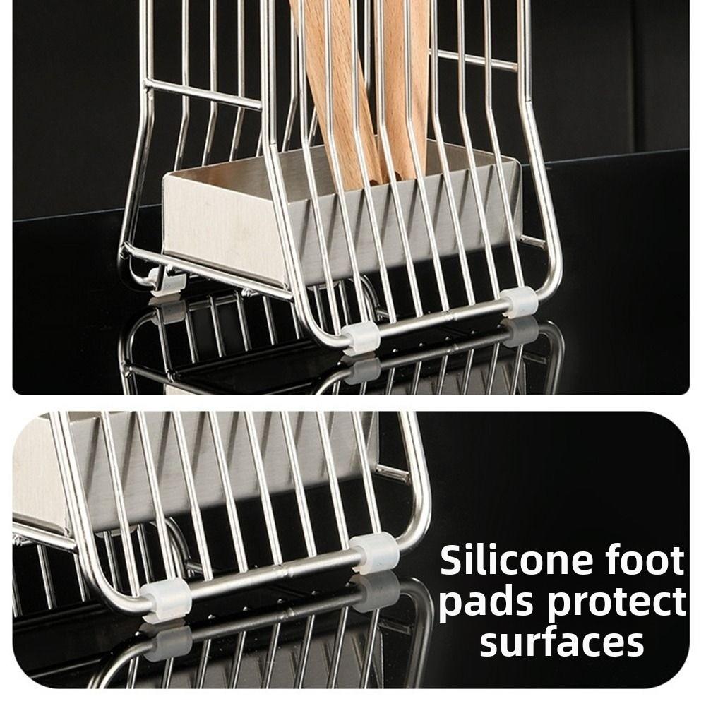 Large Capacity Stainless Steel Chopstick Bucket Anti-slip Cutlery Drying Basket  Kitchen Use