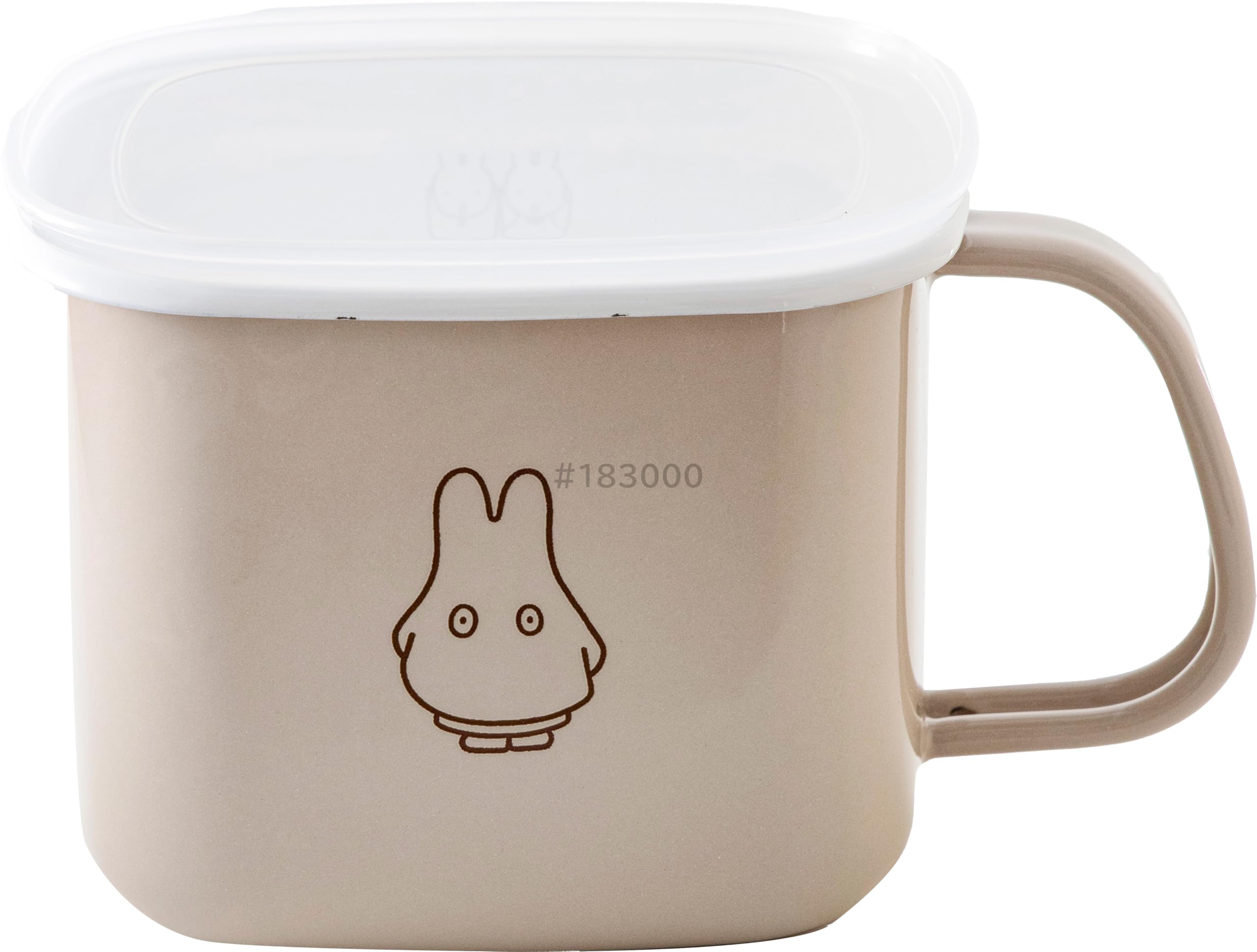 Fuji Enamel Miffy Pastel Miso Storage Container, Square, Fits Miso Pot, Greige, Ghost Miffy Enamel