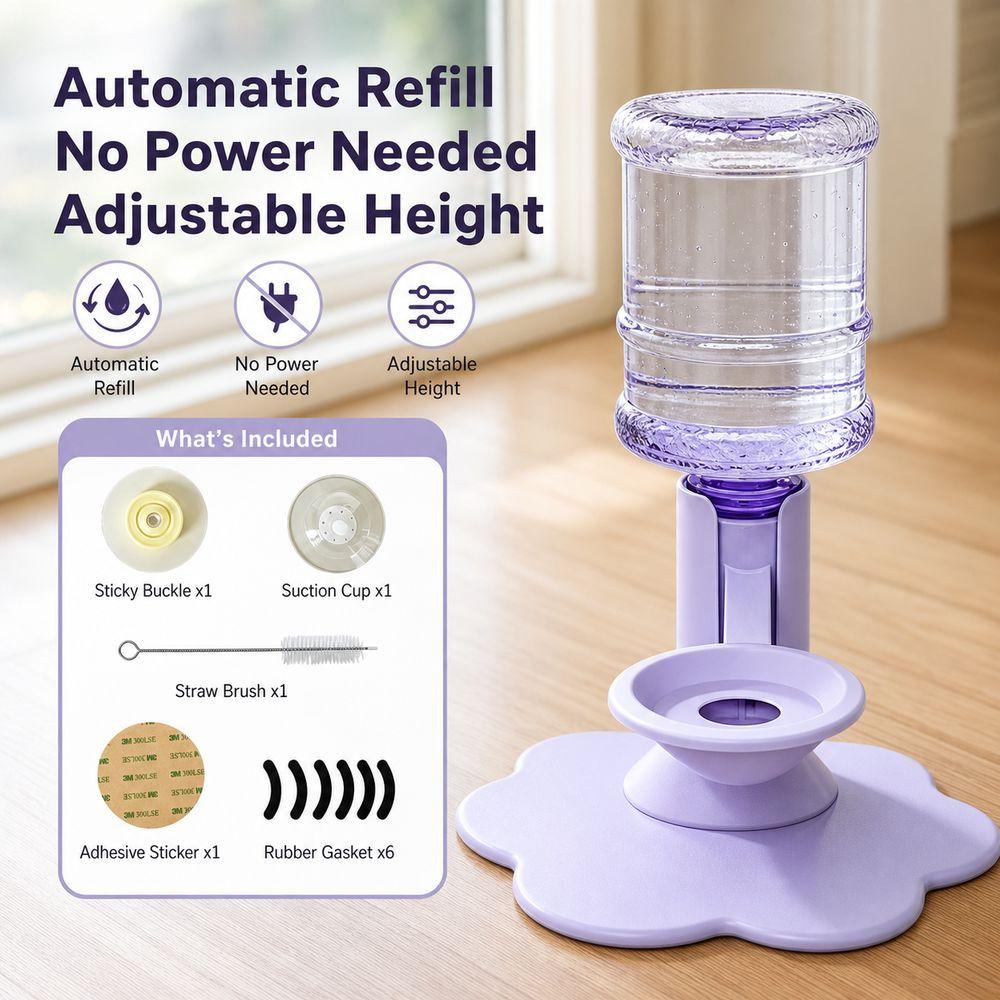 Leak-Proof Gravity Water Dispenser Gravity Fed Pet Drinking Station  Cats and Dogs