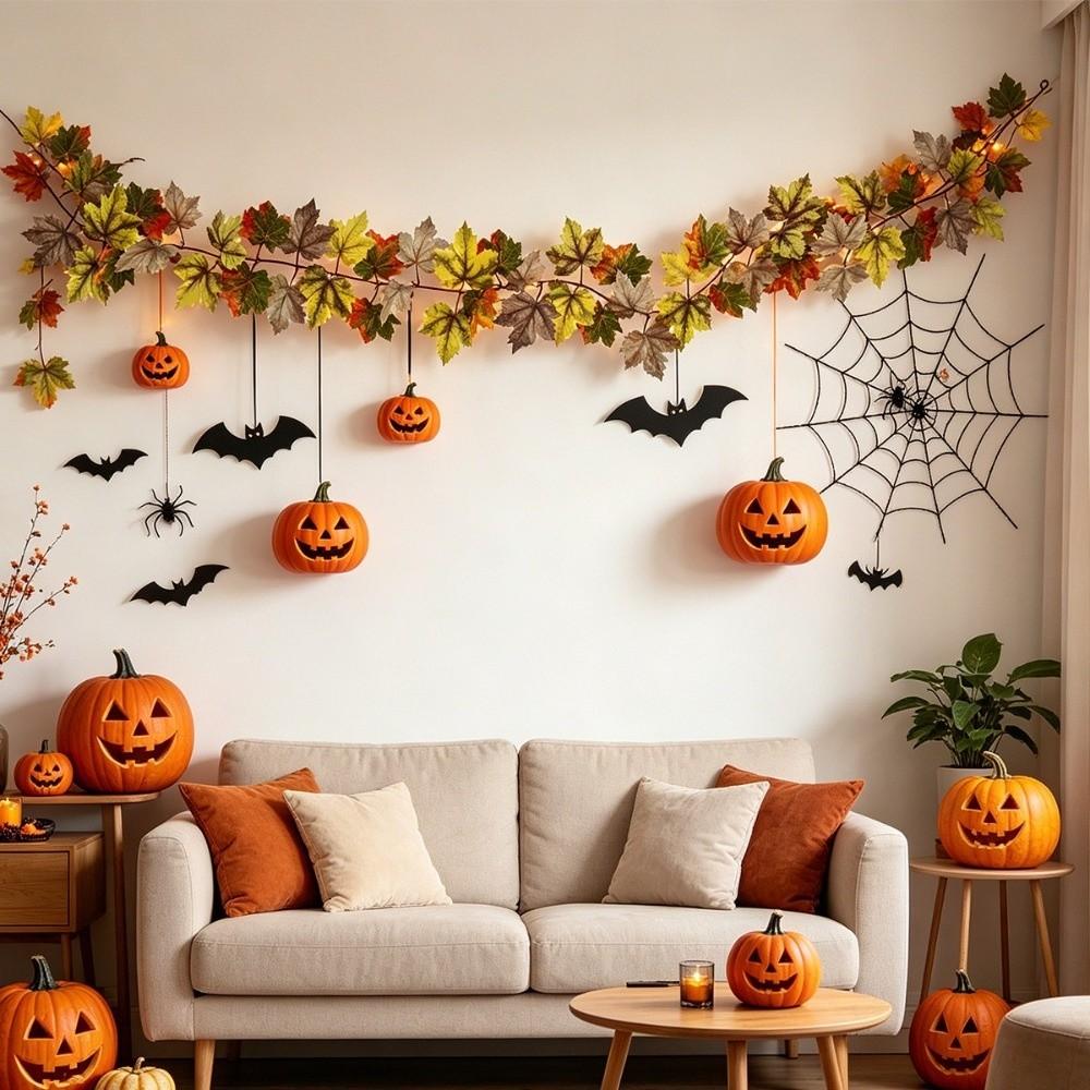 Hanging Fall Wreaths Vine Autumn Leaves Fake Leaf Plant Vine Halloween Party