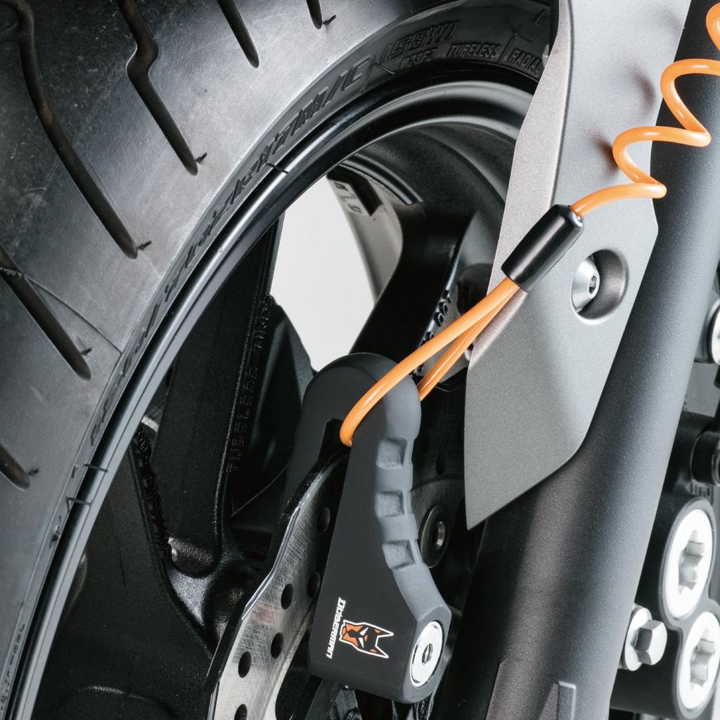 Doberman Disc Lock spiral wire to prevent forgetting to (with release), Large, DBL-012