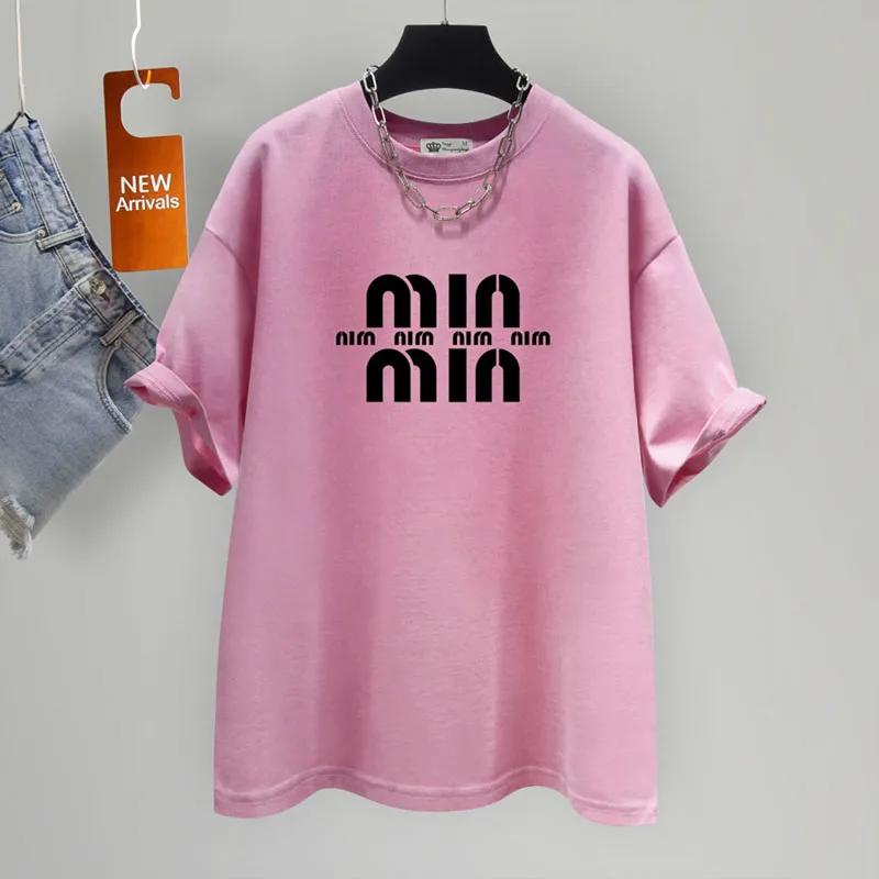 Summer Y2k Chic Fashion Letter Casual Loose O-neck Tops Women Clothing Oversized Pure Cotton Short Sleeve T-shirt