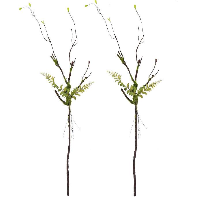 2pcs 40 inch Bendable Artificial Tree Cherry Blossom Branches Vines Twigs Limb Trunk Silk Moss Green Plants for Garden Outdoor Wall Hanging Vase