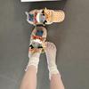 Cartoon Doll Thick-soled One-word Slippers Female Summer Design Sense Cute Fringed Beach Shoes Flat-soled Semi-drag Cool Slippers
